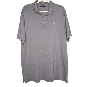 Travis Matthew Mens Performance Golf Cotton Blend Purple Striped Logo Polo 2XL